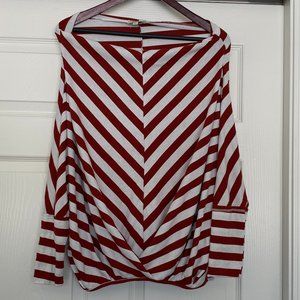 UMGEE Striped Boatneck Front Twist Med Top